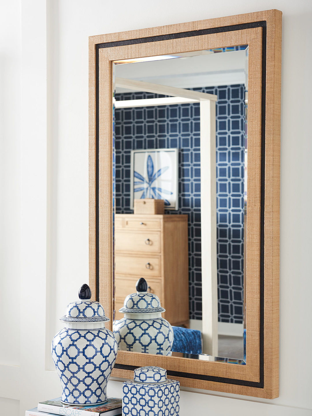 Newport - La Costa Rectangular Raffia Mirror - Light Brown