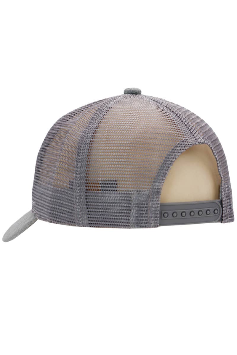 Premium Heather Twill High Profile Trucker Hat: Charcoal/Black