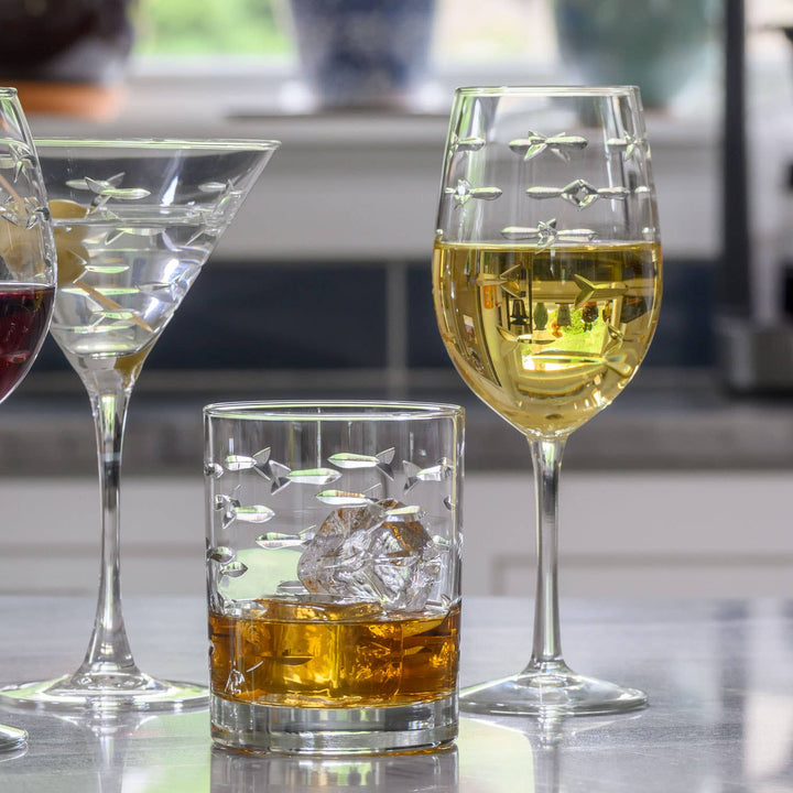School of Fish Double Old Fashioned Glass 13oz: Case of 4