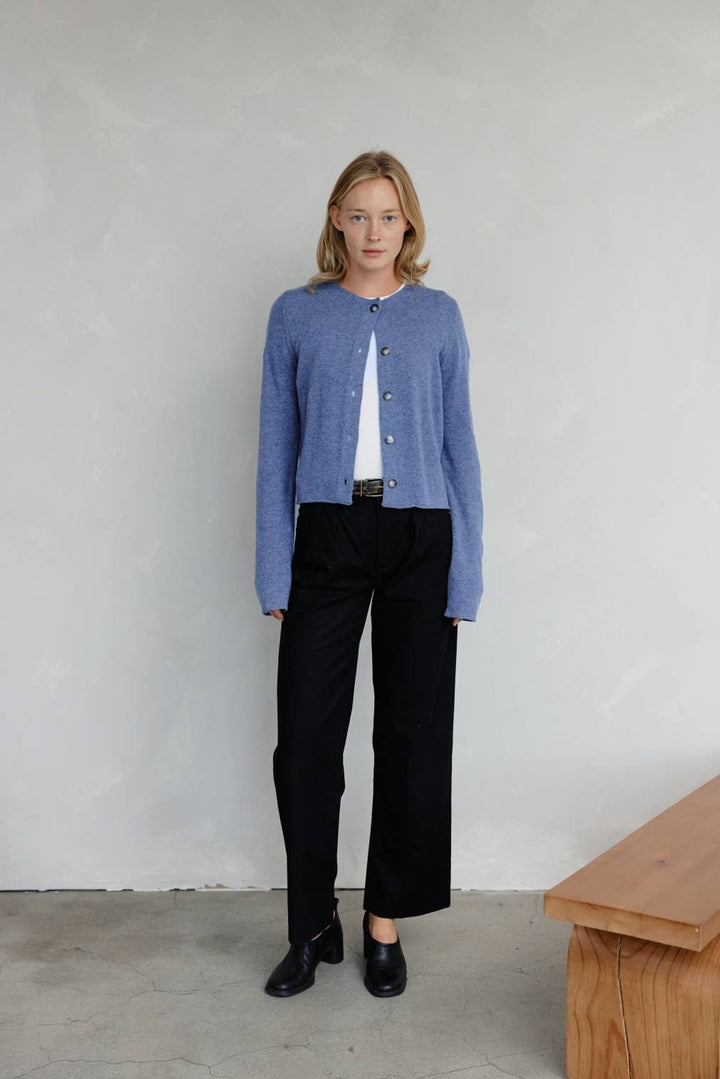 The Molly Cardigan | Lightweight Cropped Cardigan: LIGHT BLUE / MEDIUM
