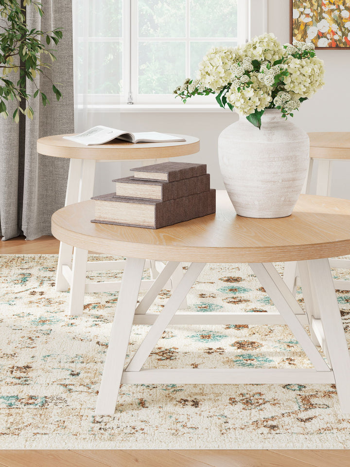 Fawndell - Antique White / Brown - Occasional Table Set (Set of 3)