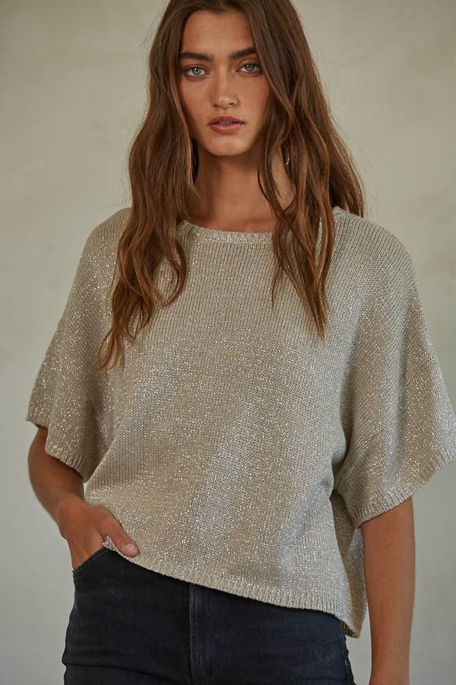 W1379 | THE ISADORA TOP: Grey Silver / L