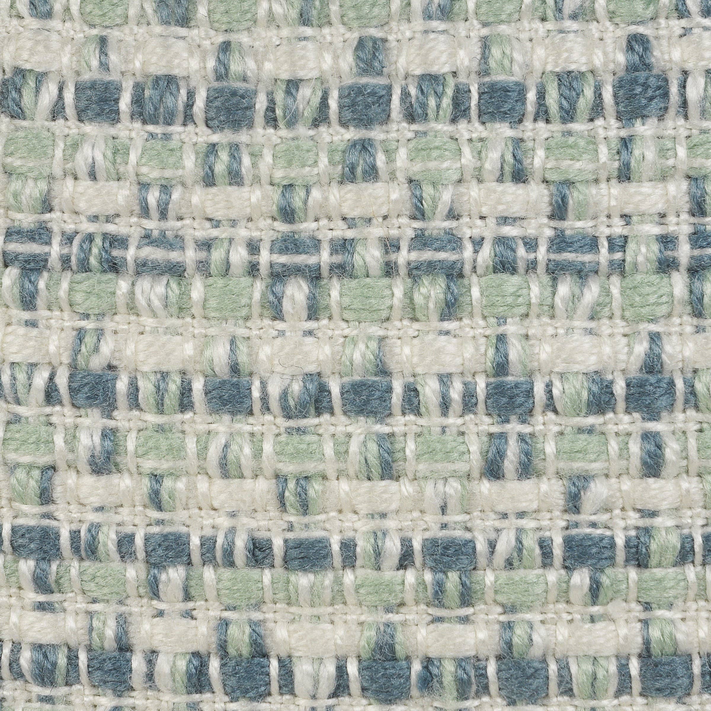 Interwoven Cylinder Multi-Color Indoor Outdoor Pouf: Blue/Green/White