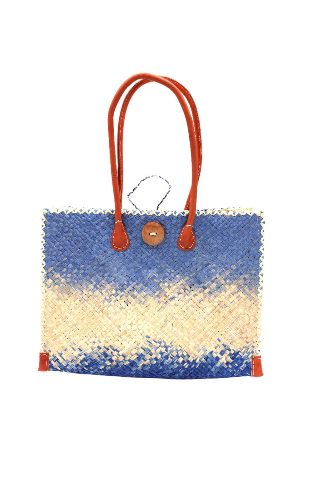 Zafran Holden Ombre Straw Beach Bag: Large / Coral & Fuschia