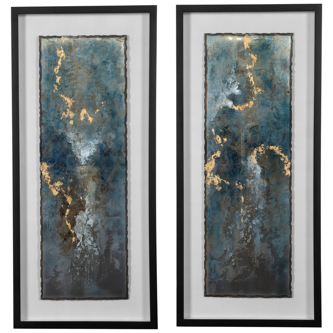 Glimmering Agate - Abstract Prints (Set of 2) - Blue