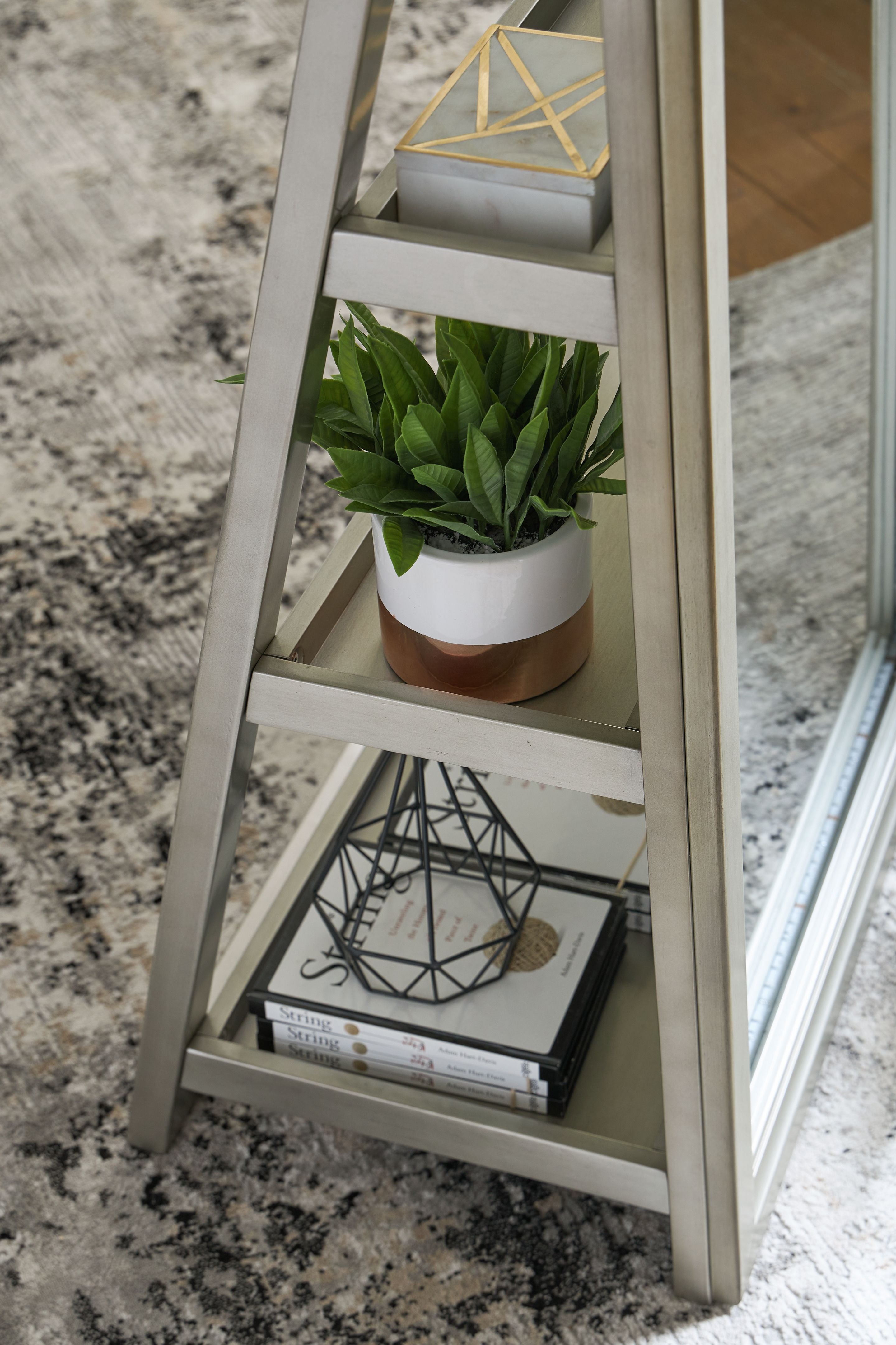 Evesen - Floor Standing Mirror With Storage - Champagne