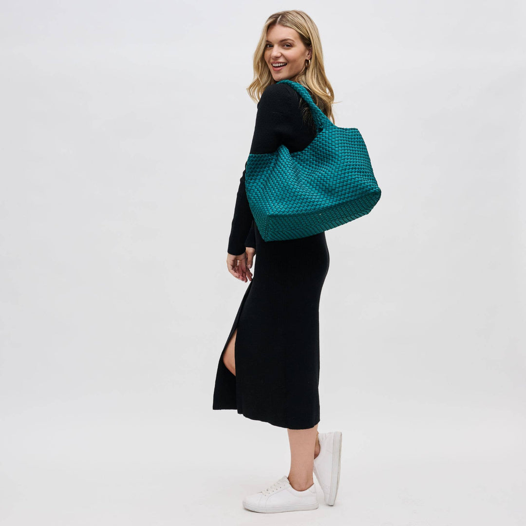 Sky's The Limit - Large Woven Neoprene Tote: Navy Nude