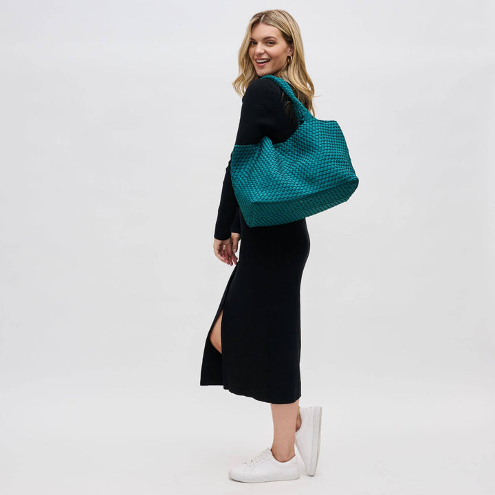 Sky's The Limit - Large Woven Neoprene Tote: Navy Nude