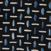 Modern Interwoven Geometric Pouf: Black/White/Blue