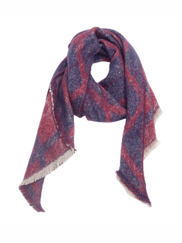 Diamond-Patterned Fringed Keep Warm Shawl&Scarf: GRAY / One_size