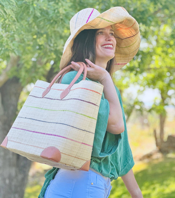 Augustine Straw Basket Bag - Three Sizes: Natural / Large