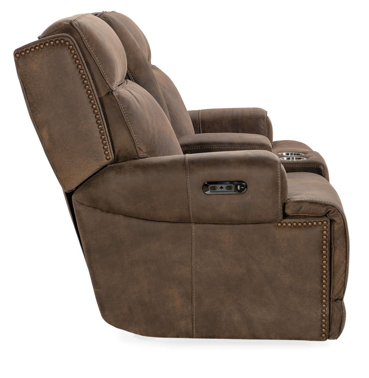 Wheeler - Power Console Loveseat With Power Headrest - Dark Brown