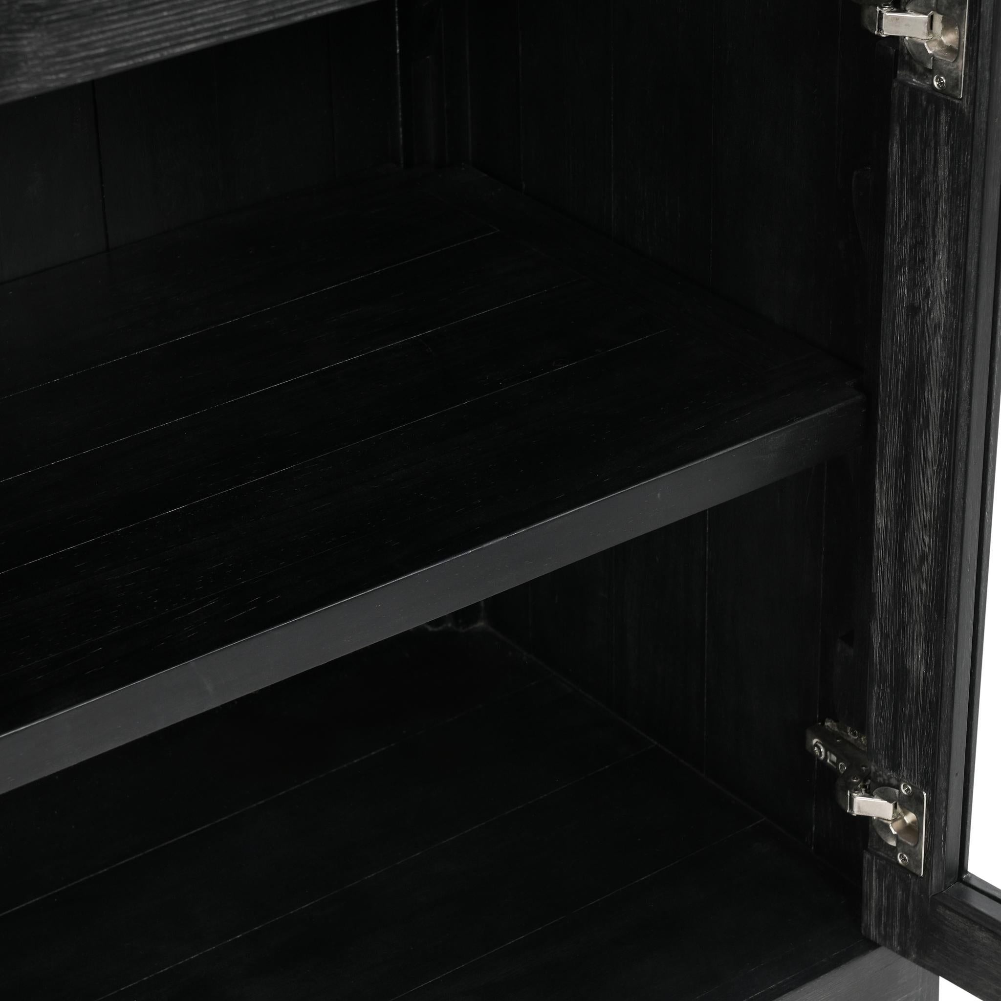 Macarthur - Reclaimed Oak 4 Door Cabinet - Aged Black
