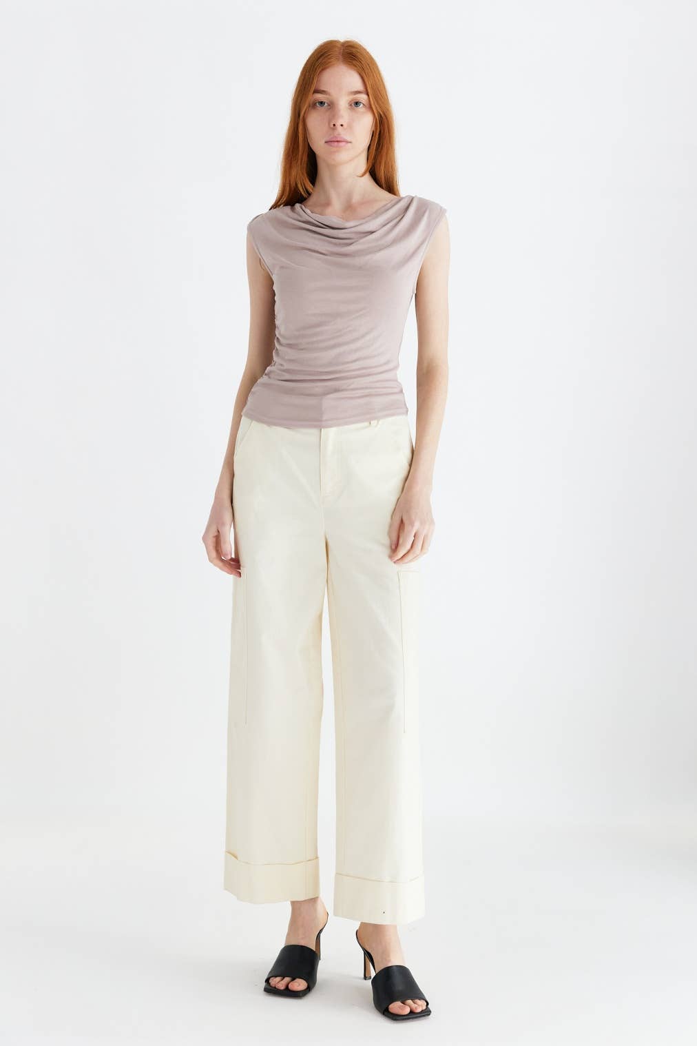 The Ali Top | Cowl Neck Sleeveless Top: BLACK / SMALL