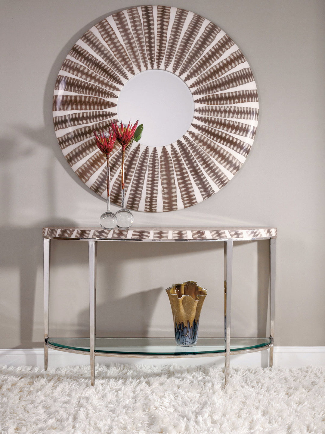 Signature Designs - Sulu Sea Snake Round Mirror - Dark Brown