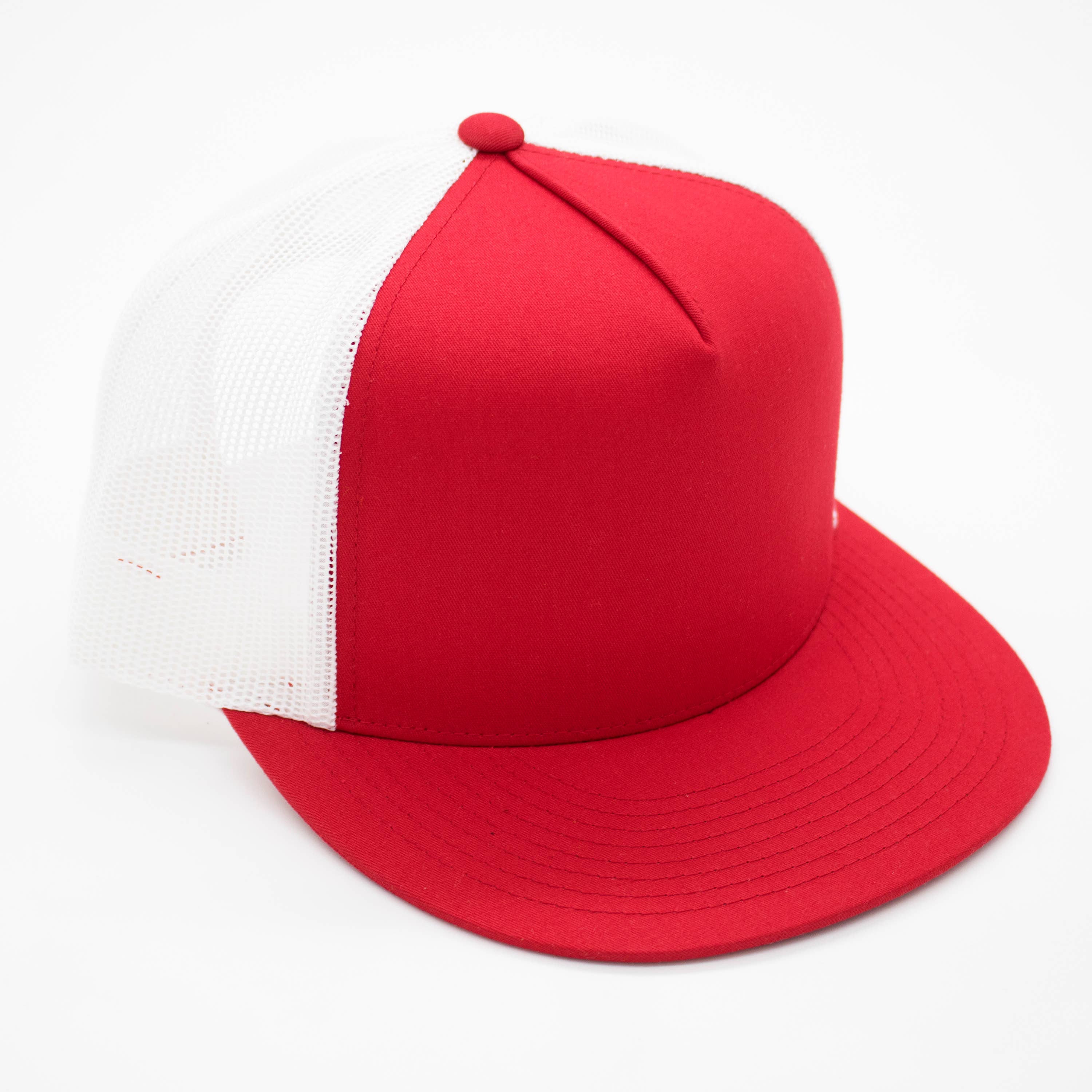 CUSTOM TEXT Raised Print Snapback Trucker Hats: All Black / White