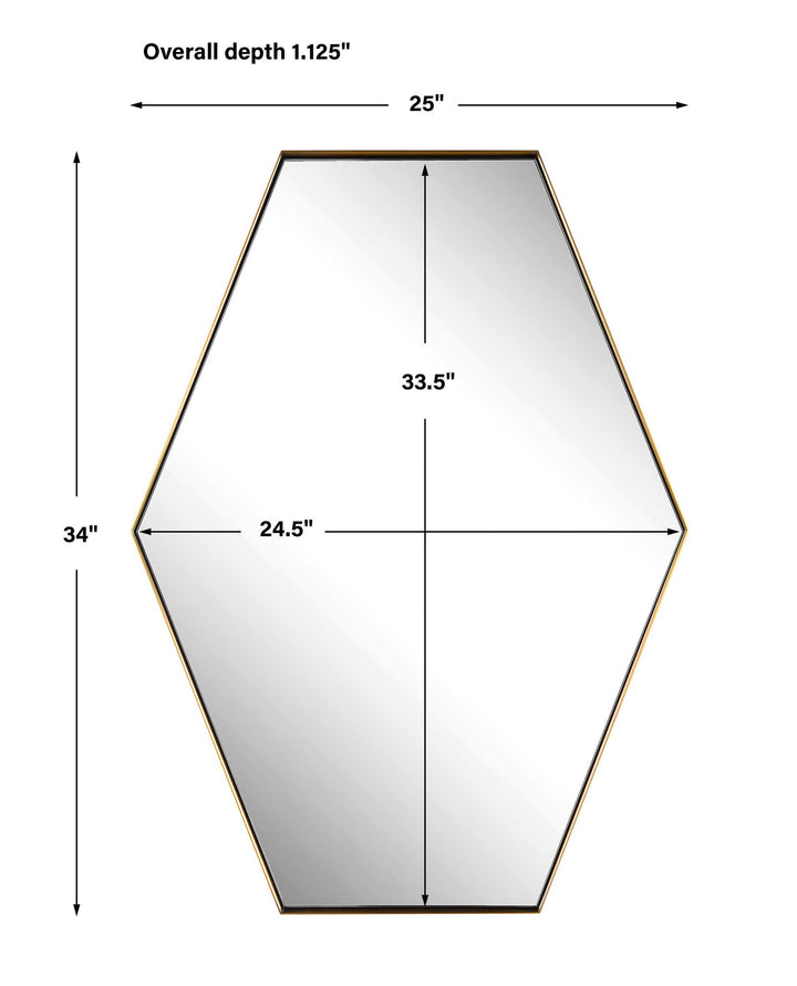 Ankara - Brass Hexagon Mirror