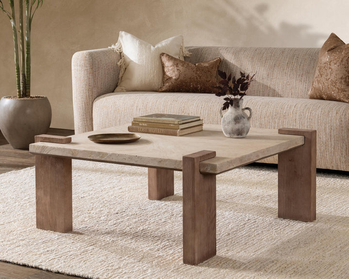 Ruare - 40" Square Coffee Table - Distressed Brown