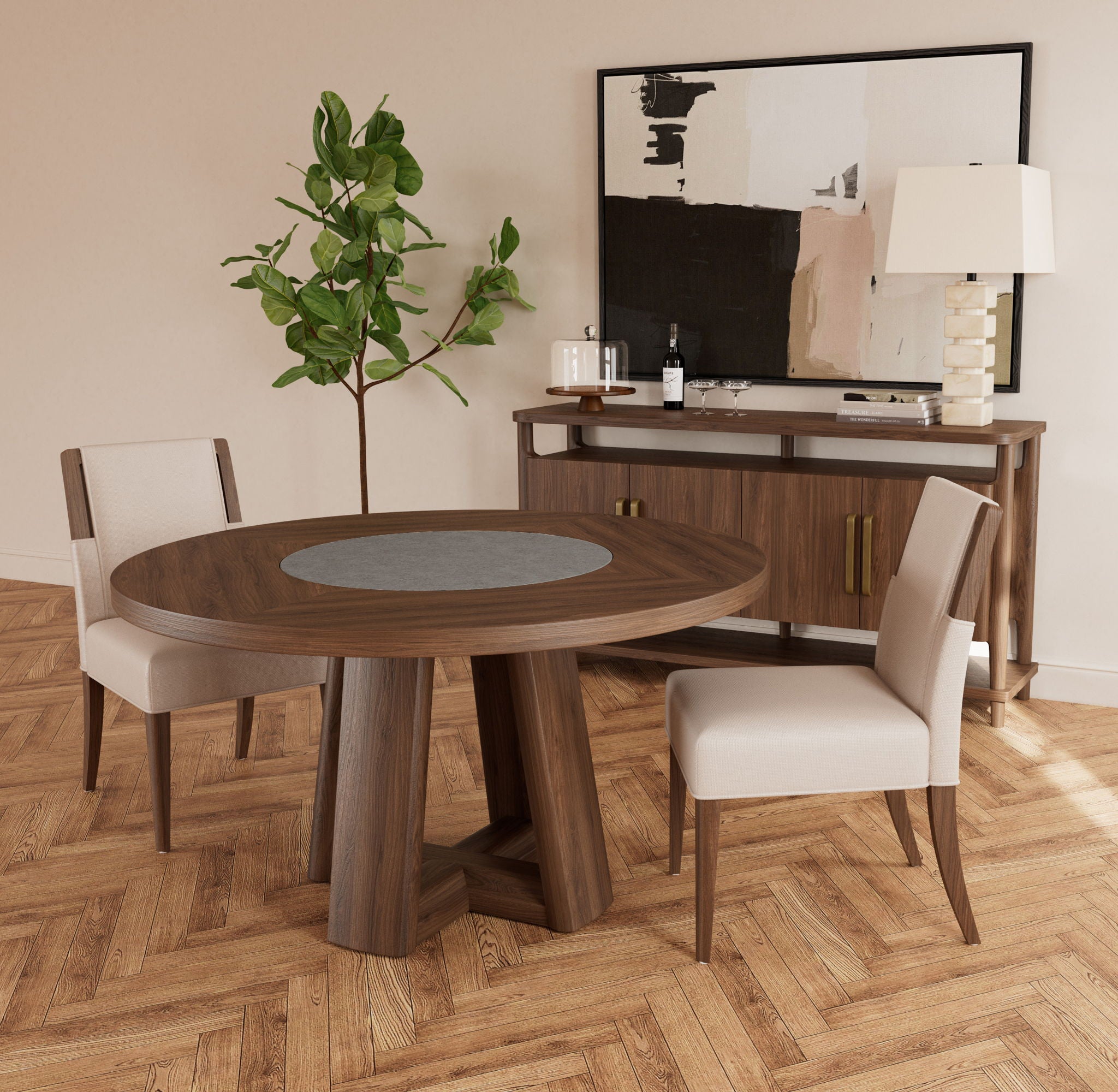 Delia - Upholstered Side Chair (Set of 2) - Nouveau Walnut / Beige