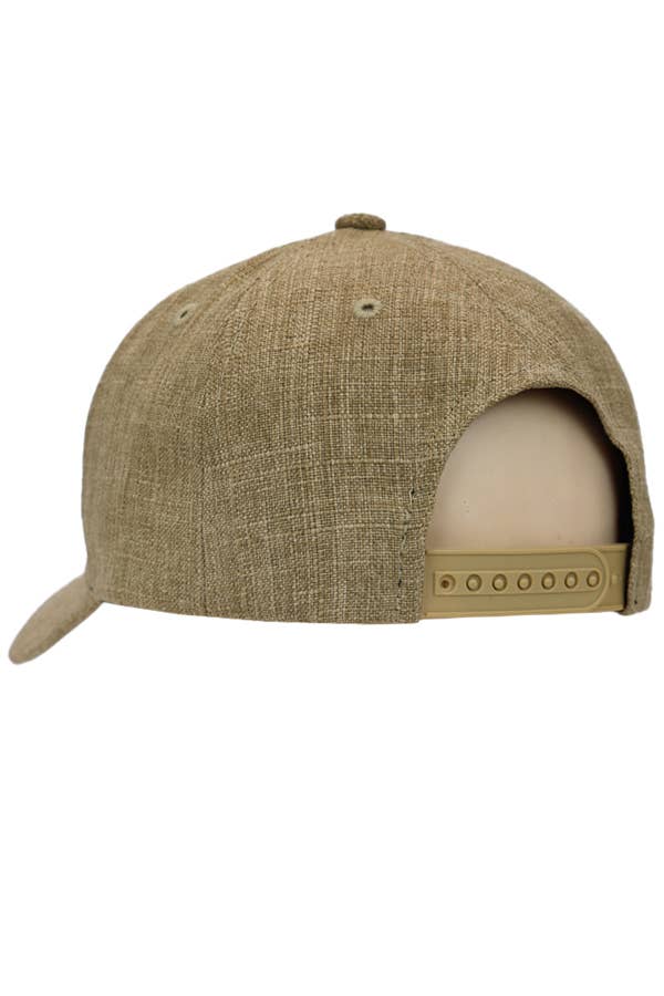 Jute Fabric Six Panel Snap Back Baseball Cap