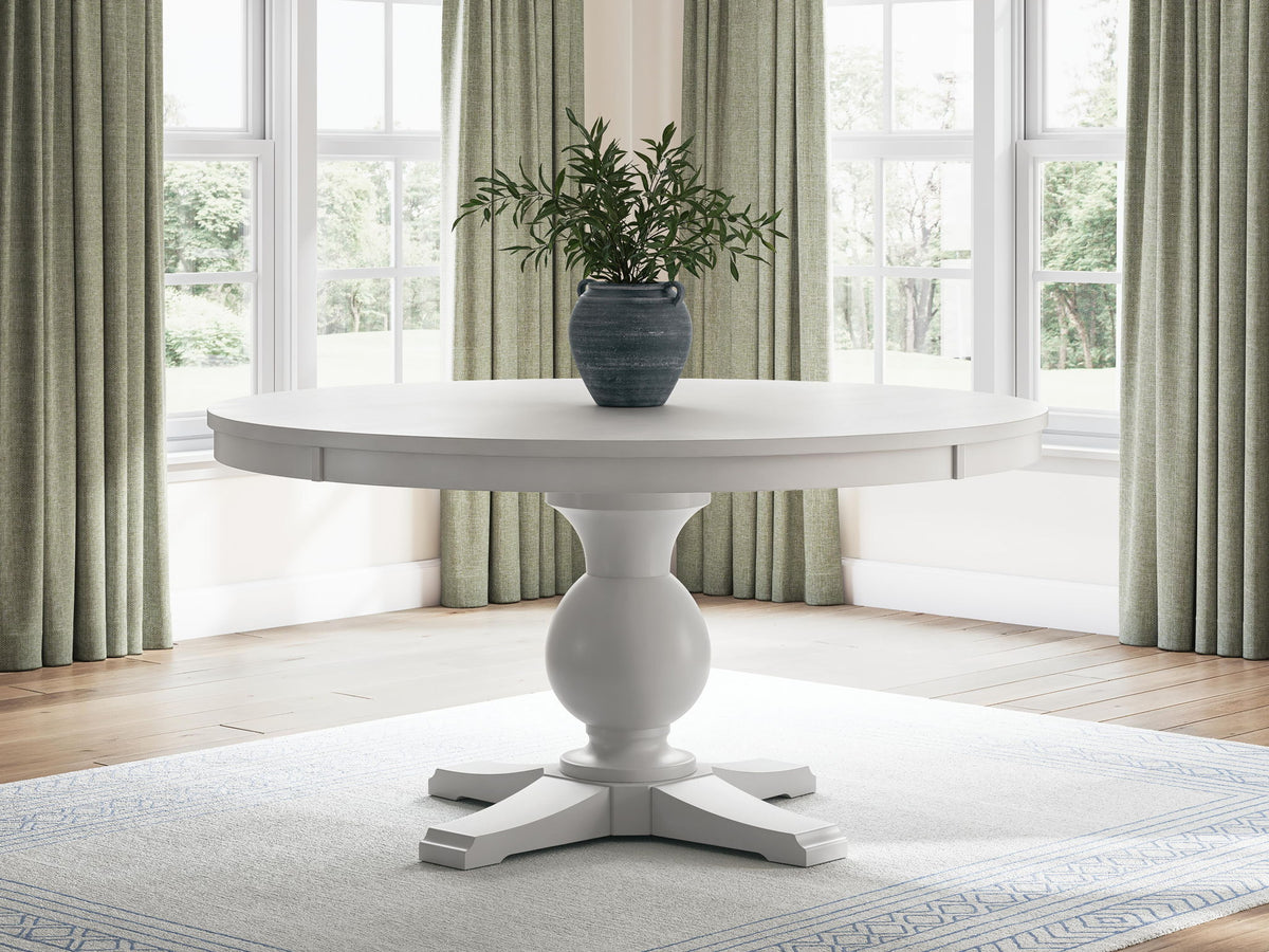 Greddinton - Round Dining Table Set - Black Chairs