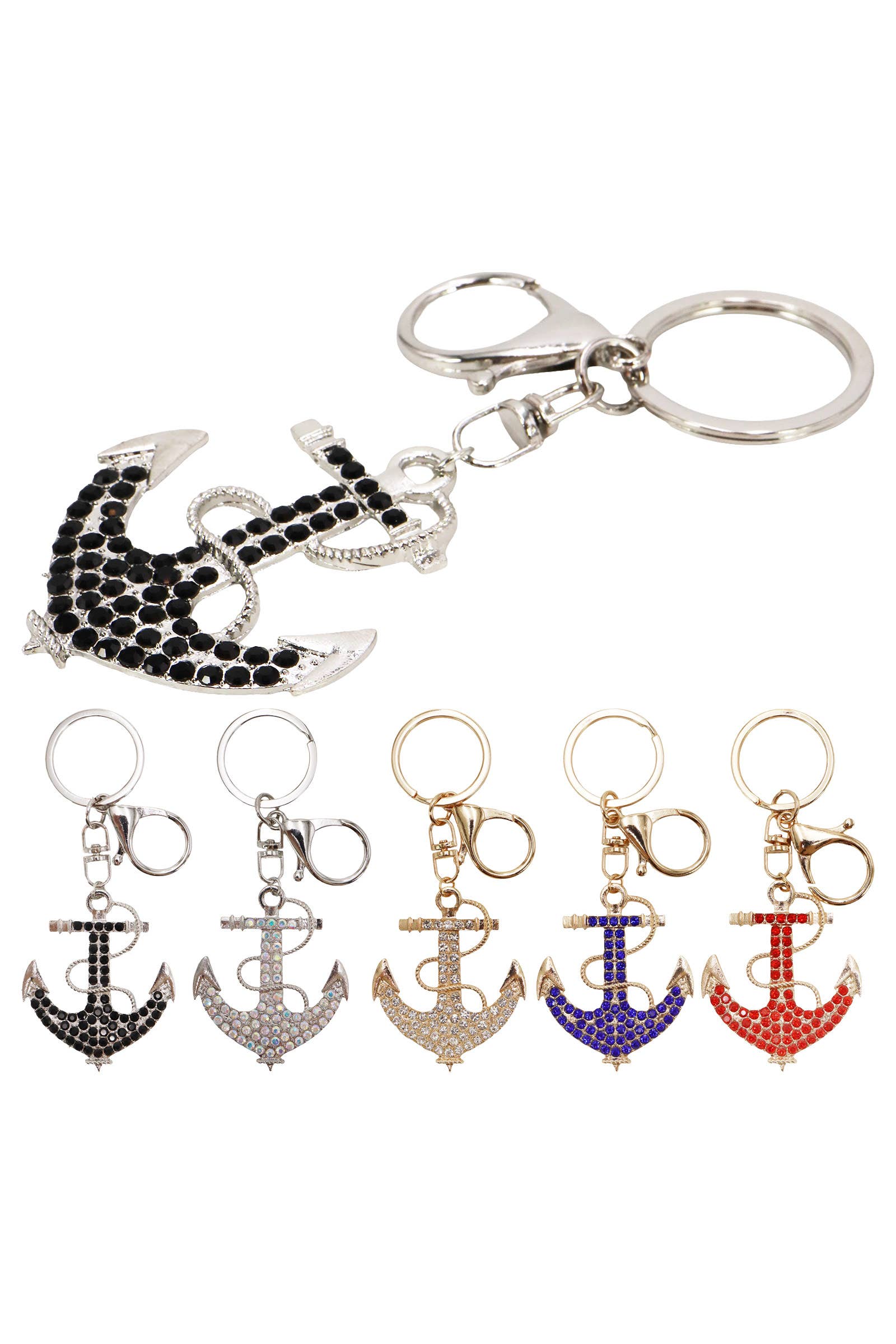 Nautical Anchor Bling Rhinestone Key Chain
