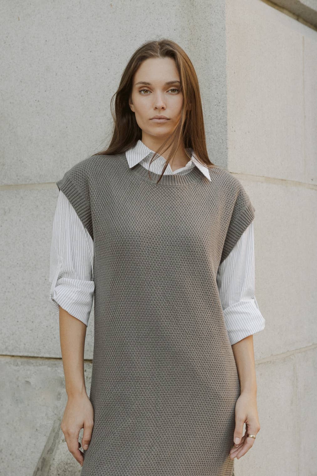 The Annalise Top | Pinstripe Button-Down Top: BLUE/WHITE / LARGE