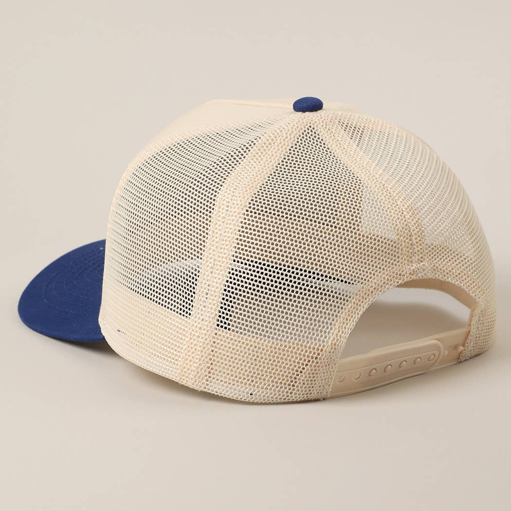 Solid Two-Tone Cotton Trucker Hat with Mesh Back