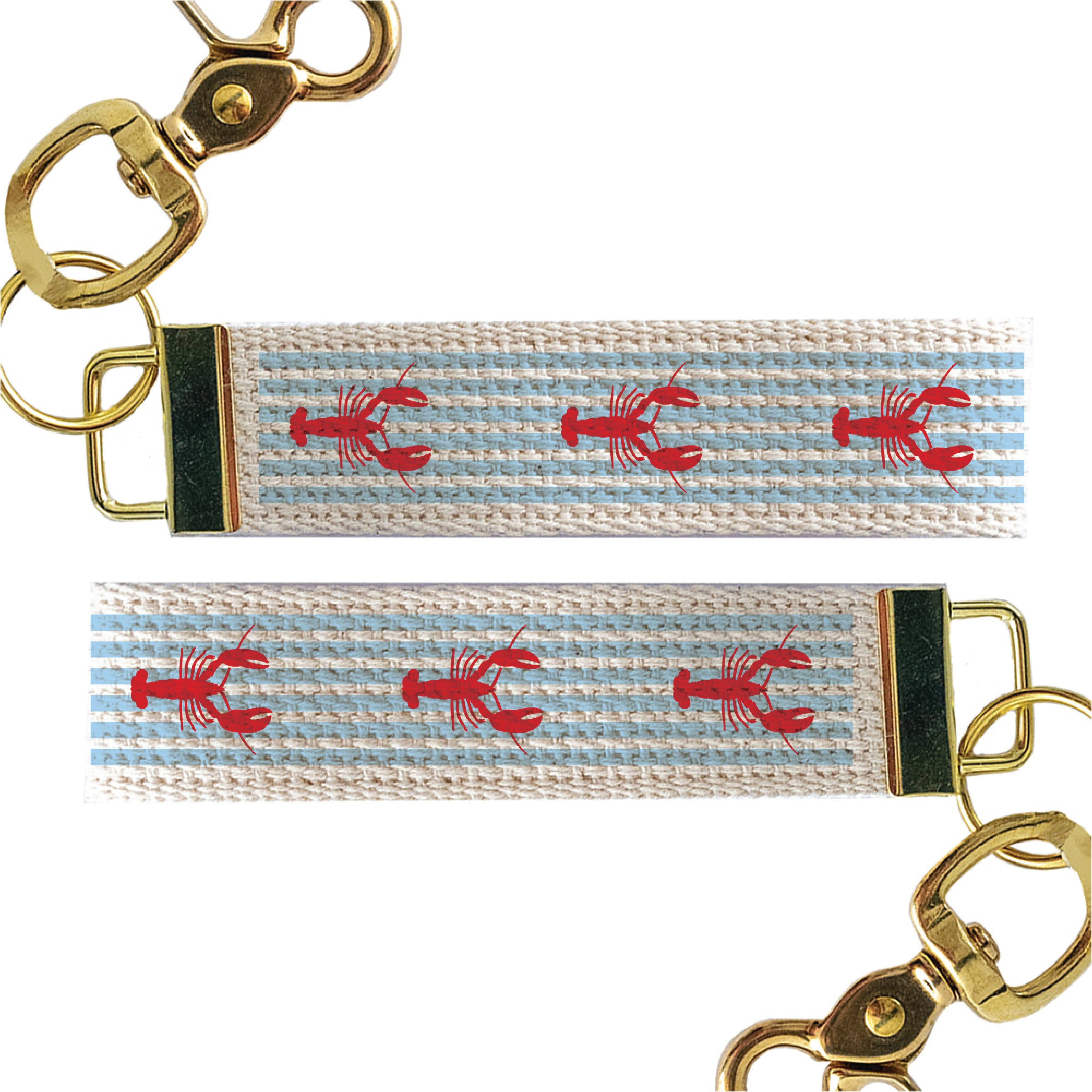 Lobster Blue Stripe Keychain
