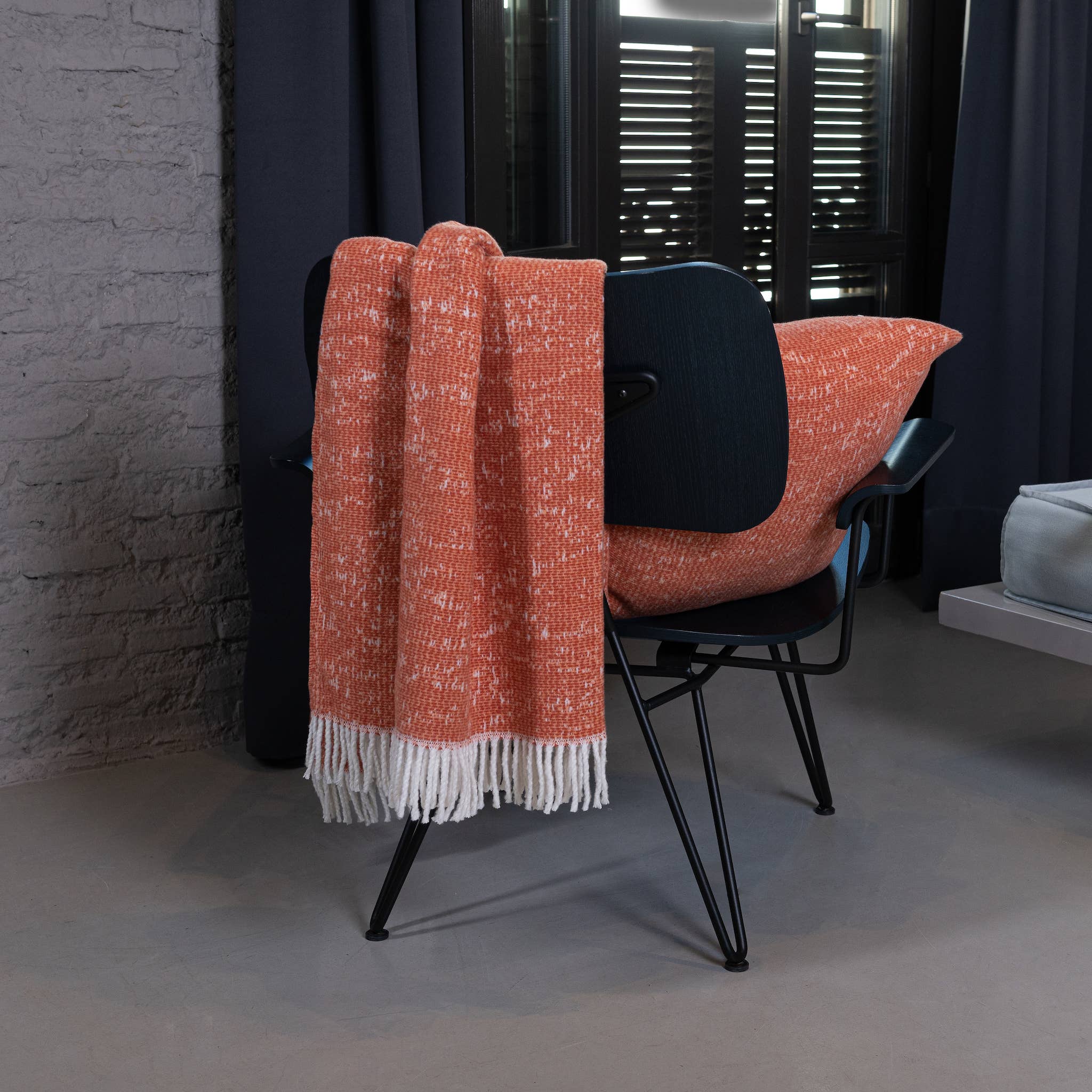 324 - Celestial Plush Throw with Ivory Fringe - 55" x 70": Navy