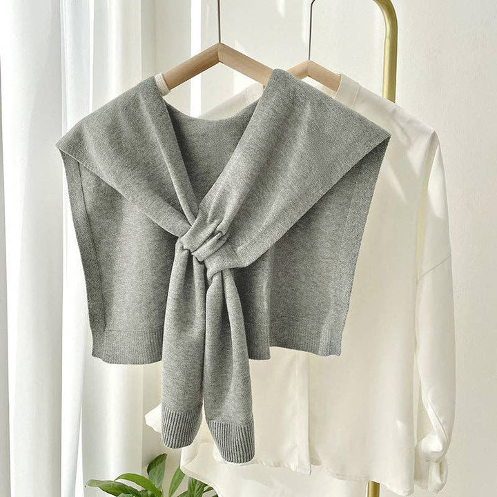 Knitted Crossed Solid Shawl: Smoky gray / 90cm