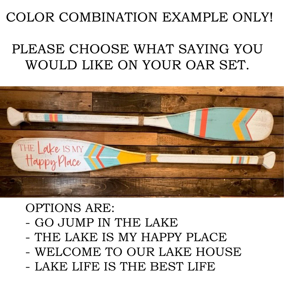 Boat Oars- Color Combination #5 2PC Set (Choose Own Text): GO JUMP IN THE LAKE