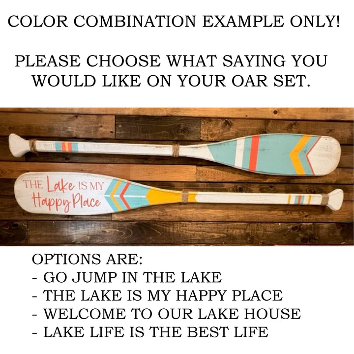 Boat Oars- Color Combination #5 2PC Set (Choose Own Text): GO JUMP IN THE LAKE