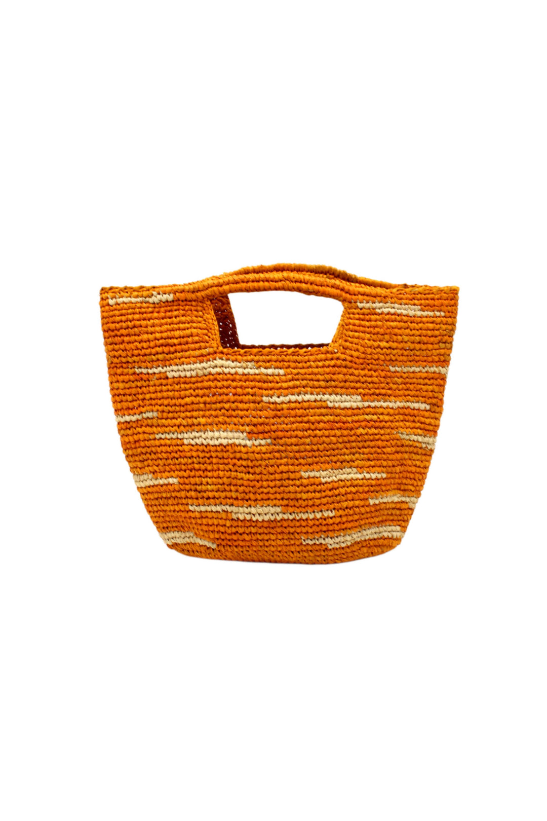 Mini ConCon Crochet Petite Straw Basket: Saffron Two Tone Zebra Stripe