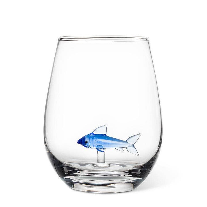 Shark Icon Stemless Wine Glass-4.5"H(20oz)