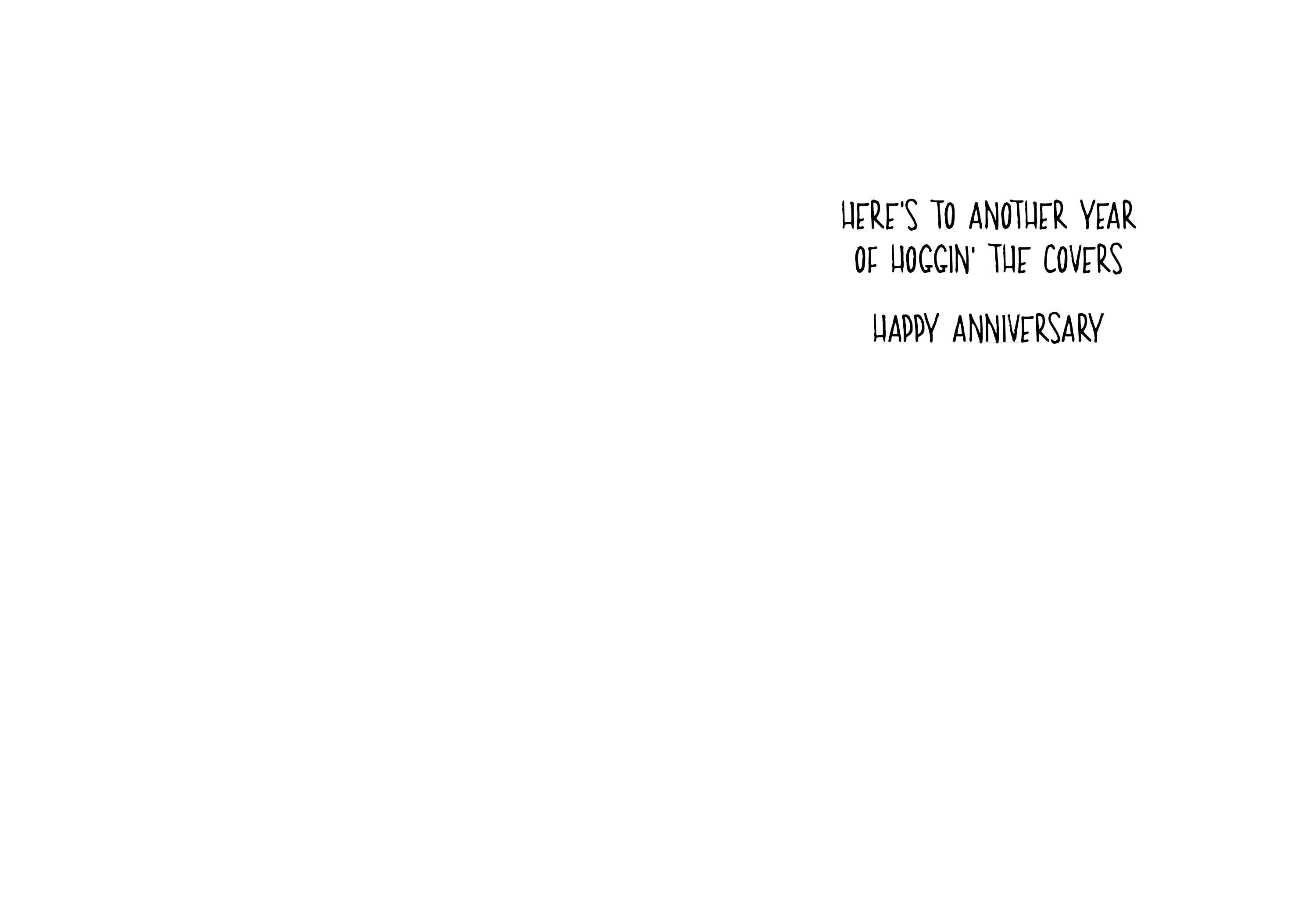 Hoggin' the Covers | Humorous Anniversary Card