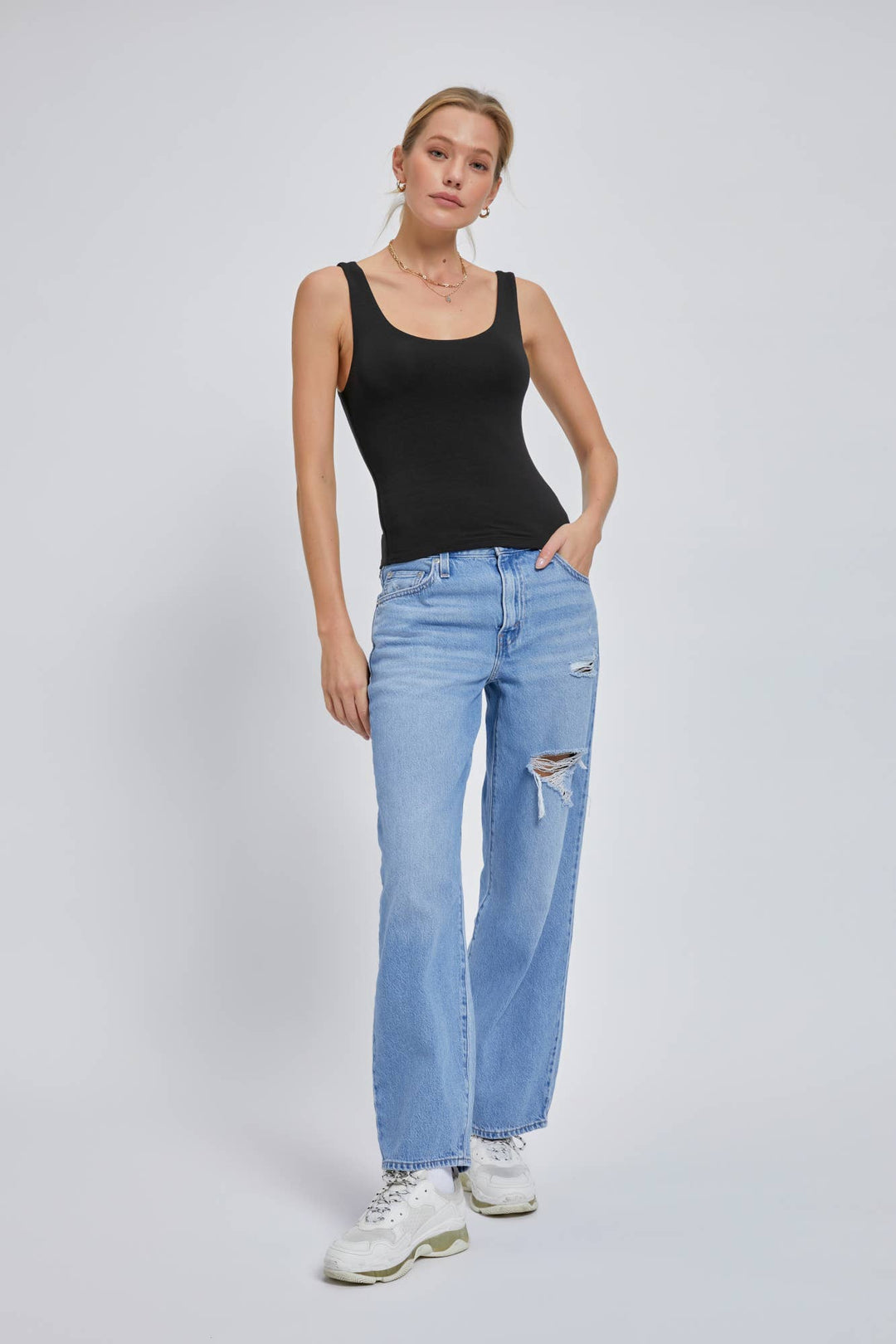 BASIC SCOOP NECK TANK: S / Black