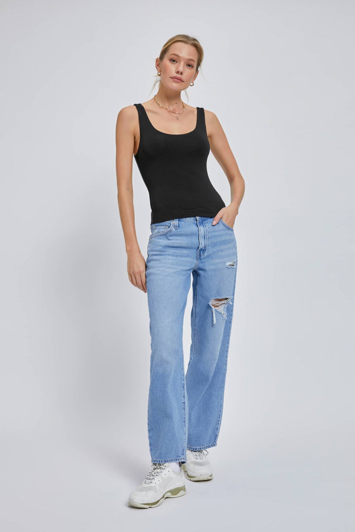 BASIC SCOOP NECK TANK: L / Taupe