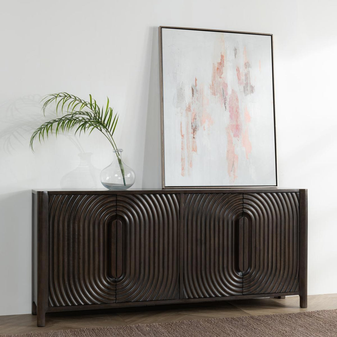 Colson - Mango Wood 4 Door Cabinet - Coffee Brown