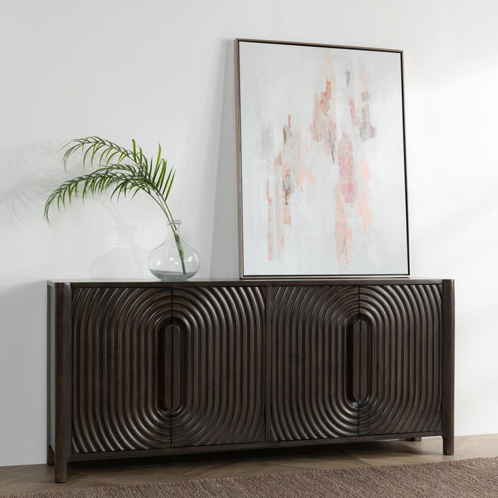 Colson - Mango Wood 4 Door Cabinet - Coffee Brown