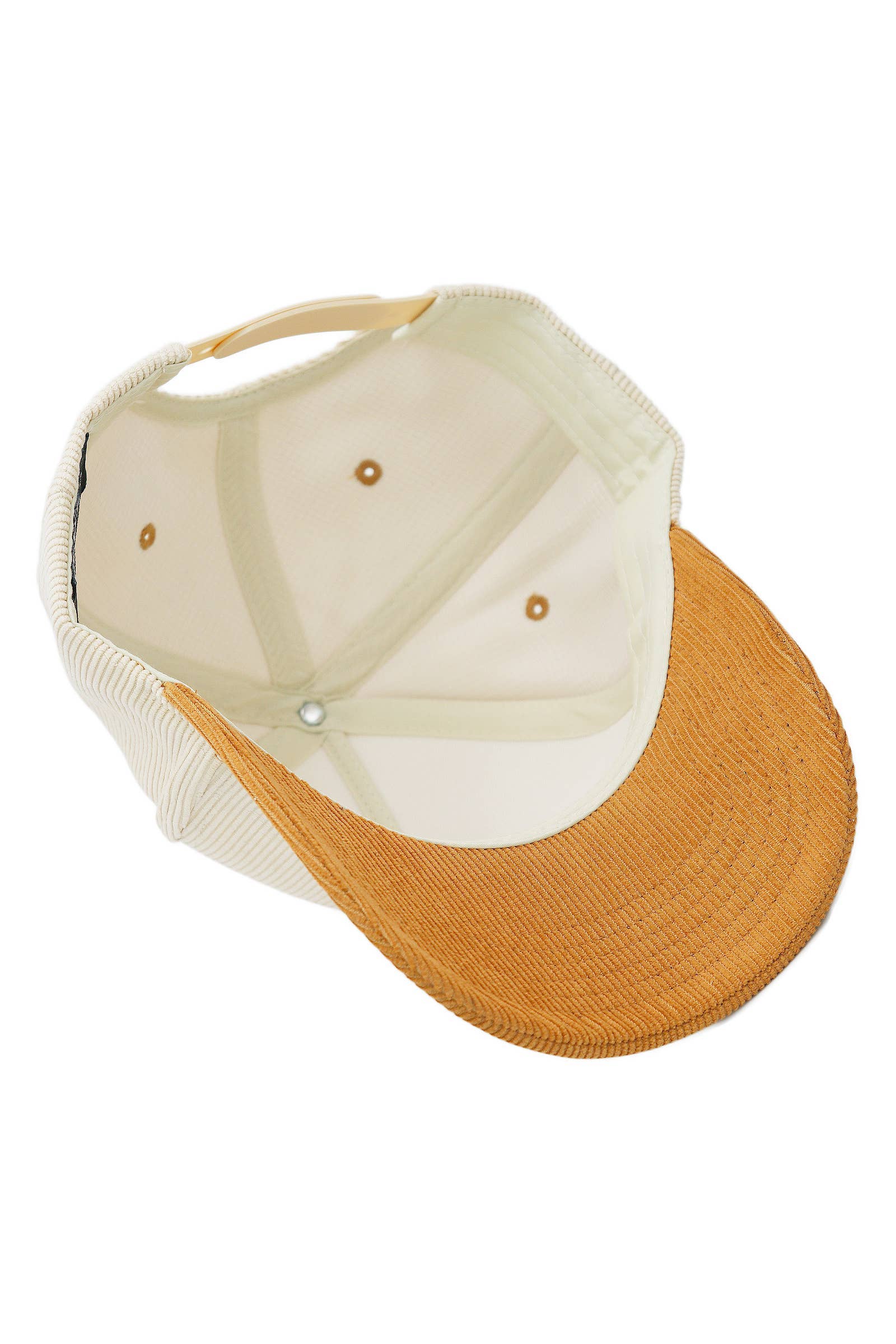 Premium Corduroy Beige Upper Baseball Cap: BEIGE/NAVY BLUE / ONE SIZE