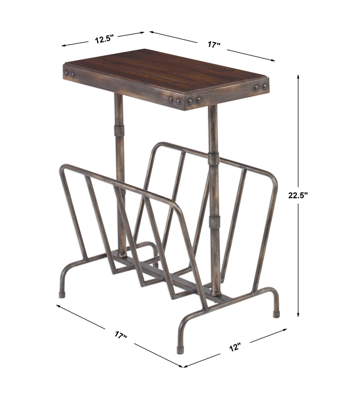 Sonora - Industrial Magazine Accent Table - Dark Brown