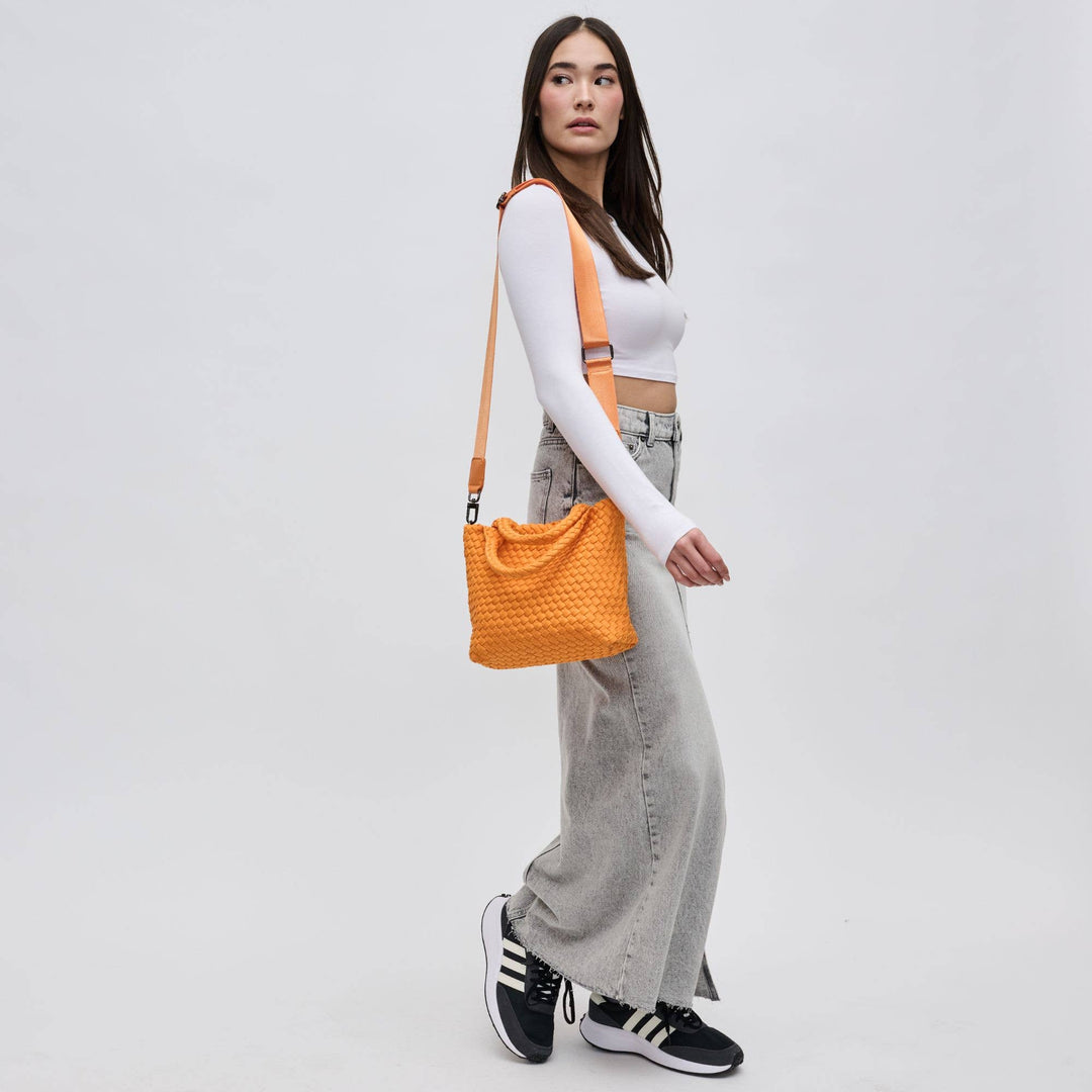 Sky's The Limit - Small Woven Neoprene Crossbody: Sand Black