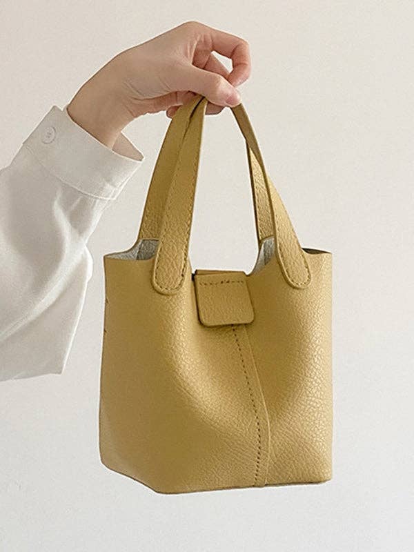 Simple Casual Chic PU Solid Color 2 Pieces Bags Accessories: CREAM / One_size