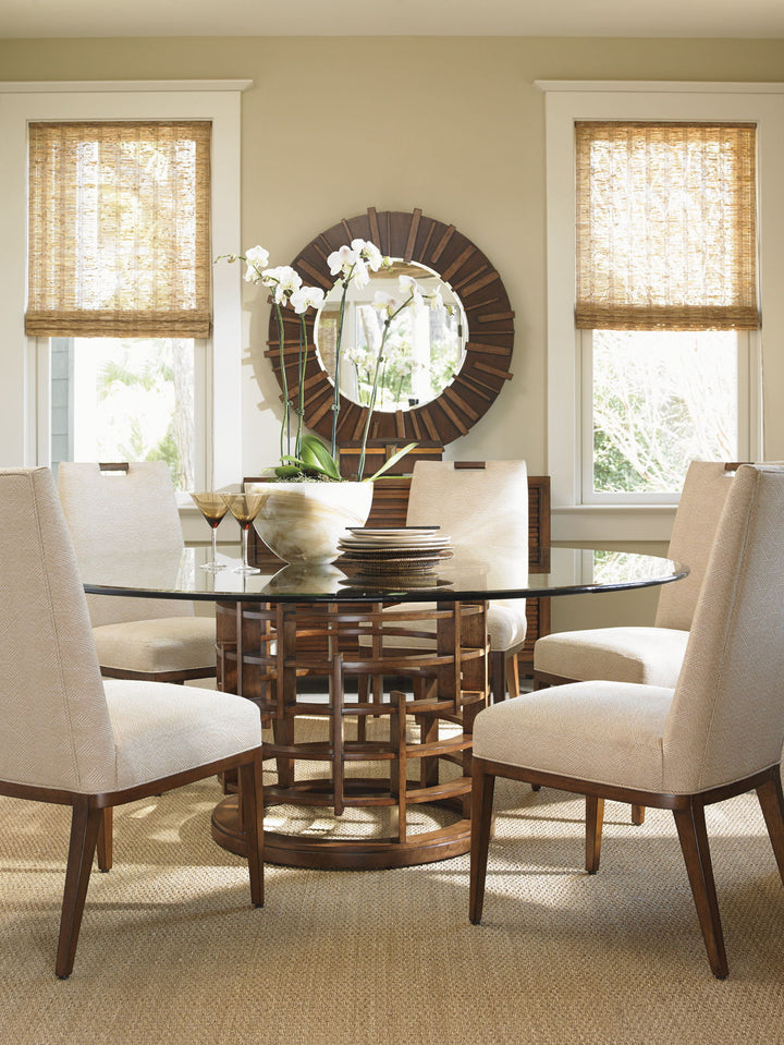 Island Fusion - Meridien Round Dining Table With Glass Top