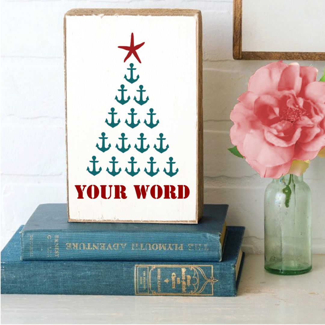 Personalized Anchor Tree Decorative Wooden Block