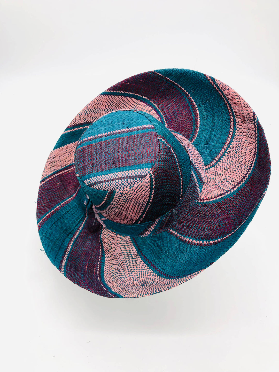 Sun Hats: Colored Stripes Packable 5" & 7" Brim Raffia Straw: 5" Brim / Carmalita Stripes