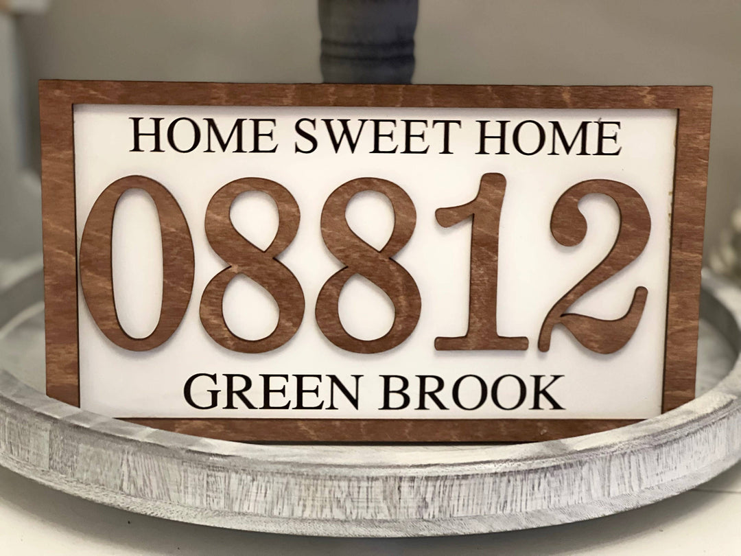 Personalized Zip Code Wood Sign: Gray