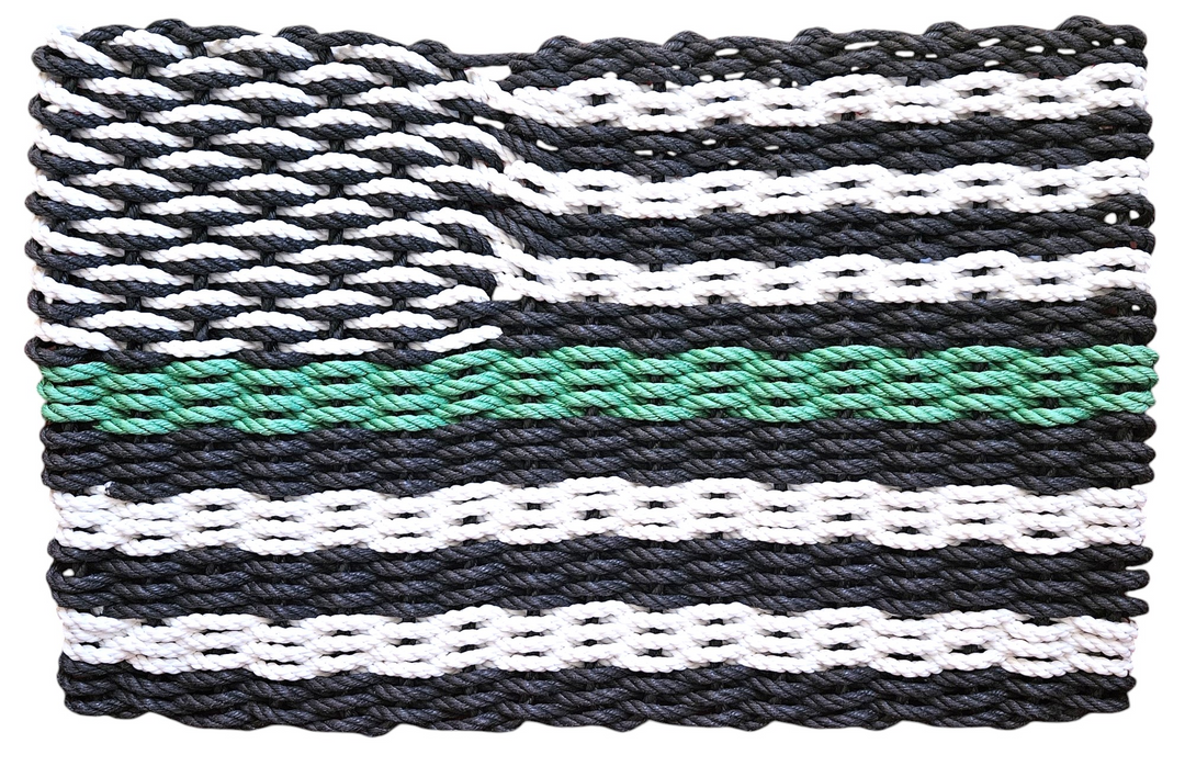 968 The "Original" Handcrafted Woven Maine Lobster Rope Commemorative Flag: Small 18" x 30" / Thin Blue Line #887