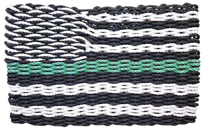 968 The "Original" Handcrafted Woven Maine Lobster Rope Commemorative Flag: Small 18" x 30" / Thin Blue Line #887